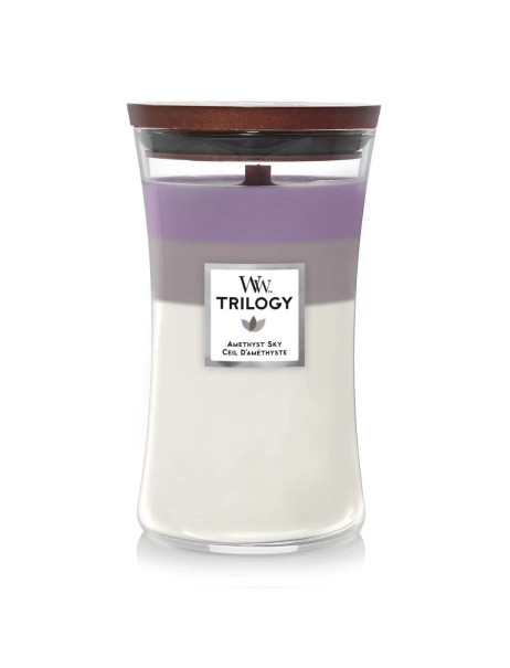 WoodWick Trilogy Amethyst Sky Large Ароматическая свеча с трехслойным ароматом Аметистовое небо Большая