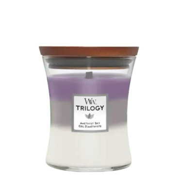 WoodWick Trilogy Amethyst Sky Medium Ароматическая свеча с трехслойным ароматом Аметистовое небо Средняя
