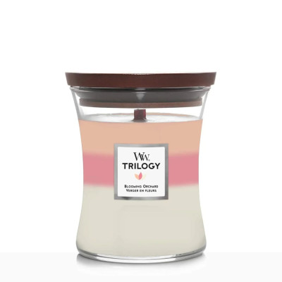 WoodWick Trilogy Blooming Orchard Medium Ароматическая свеча с нежными нотами Средняя