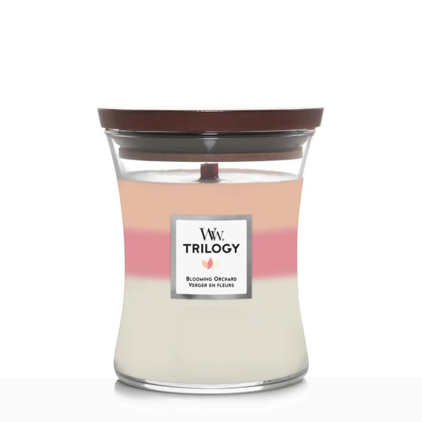 WoodWick Trilogy Blooming Orchard Medium Ароматична свічка з ніжними нотами Середня