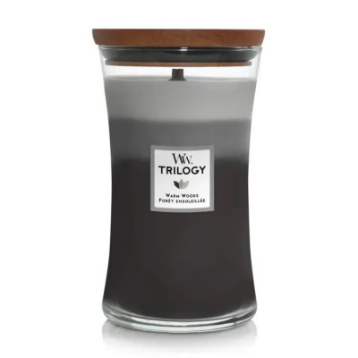 WoodWick Trilogy Warm Woods Large Ароматическая свеча с трехслойным ароматом Большая