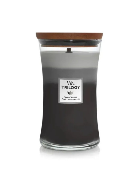 WoodWick Trilogy Warm Woods Large Ароматична свічка з тришаровим ароматом Велика