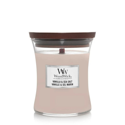 WoodWick Vanilla & Sea Salt Medium Ароматическая свеча с ароматом ванили и морской соли Средняя