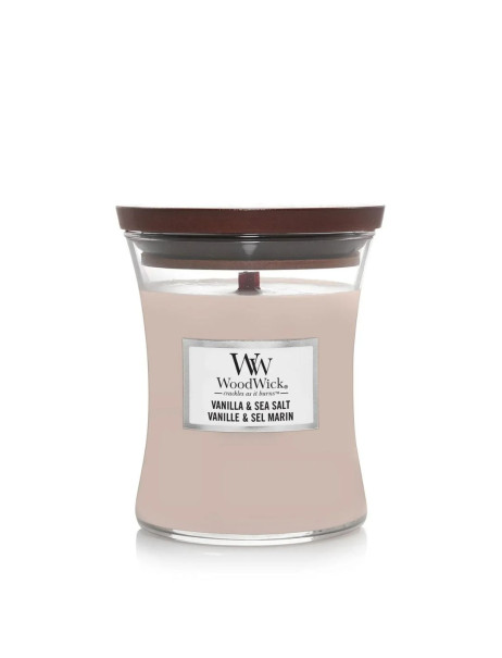WoodWick Vanilla & Sea Salt Medium Ароматическая свеча с ароматом ванили и морской соли Средняя