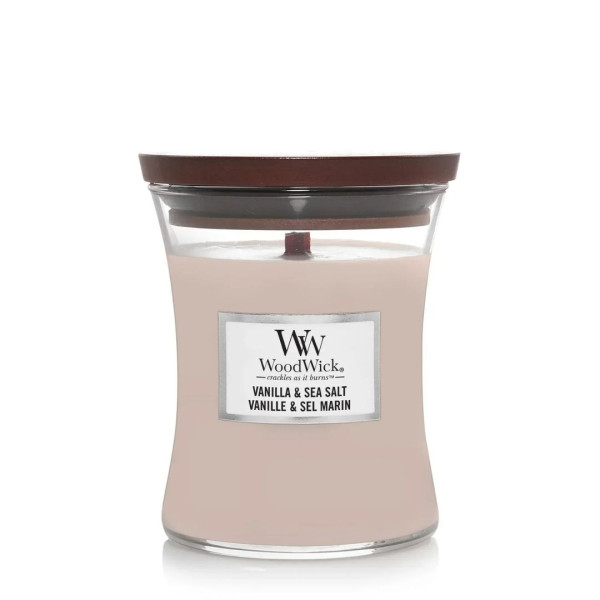 WoodWick Vanilla & Sea Salt Medium Ароматична свічка з ароматом ванілі та морської солі Середня