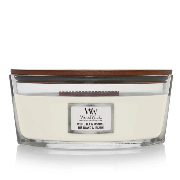 WoodWick White Tea & Jasmine Ellipse Ароматична свічка з ніжним ароматом Еліпс
