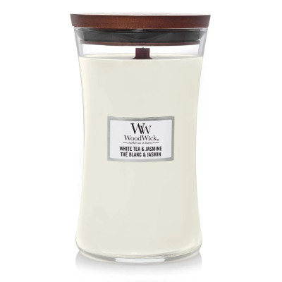 WoodWick White Tea & Jasmine Large Ароматическая свеча с нежным ароматом Большая