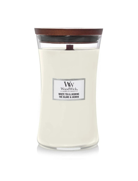 WoodWick White Tea & Jasmine Large Ароматична свічка з ніжним ароматом Велика