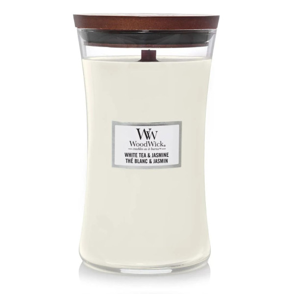 WoodWick White Tea & Jasmine Large Ароматична свічка з ніжним ароматом Велика