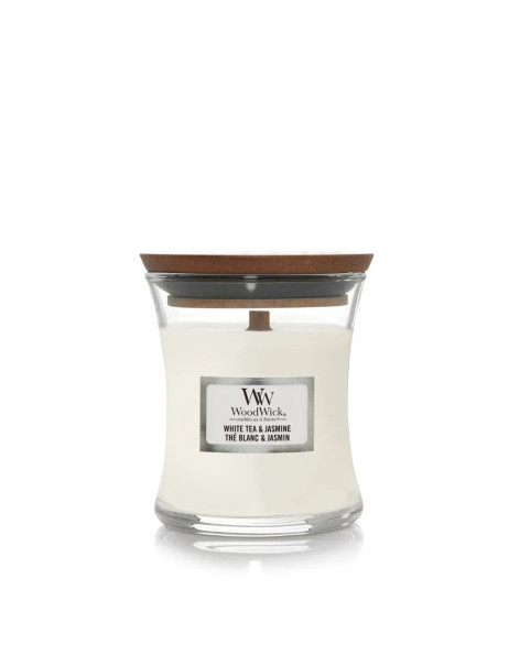 WoodWick White Tea & Jasmine Mini Ароматична свічка з ніжним ароматом Міні