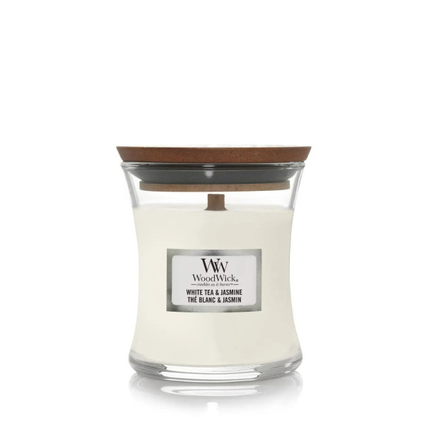 WoodWick White Tea & Jasmine Mini Ароматична свічка з ніжним ароматом Міні