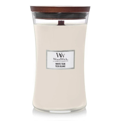 WoodWick White Teak Large Ароматическая свеча с ароматом сандалового дерева и дуба Большая