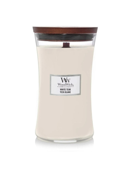 WoodWick White Teak Large Ароматическая свеча с ароматом сандалового дерева и дуба Большая