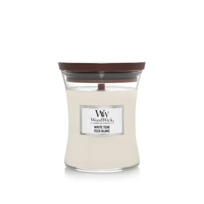 WoodWick White Teak Mini Ароматическая свеча с ароматом сандалового дерева и дуба Мини