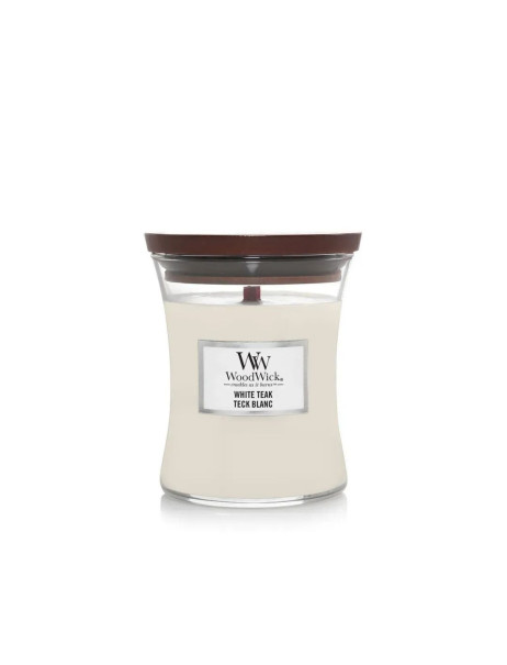 WoodWick White Teak Mini Ароматическая свеча с ароматом сандалового дерева и дуба Мини