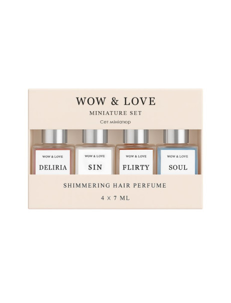 Wow & Love Miniature Set Shimmering Hair Parfume Набір мініатюр парфум-блиску для волосся