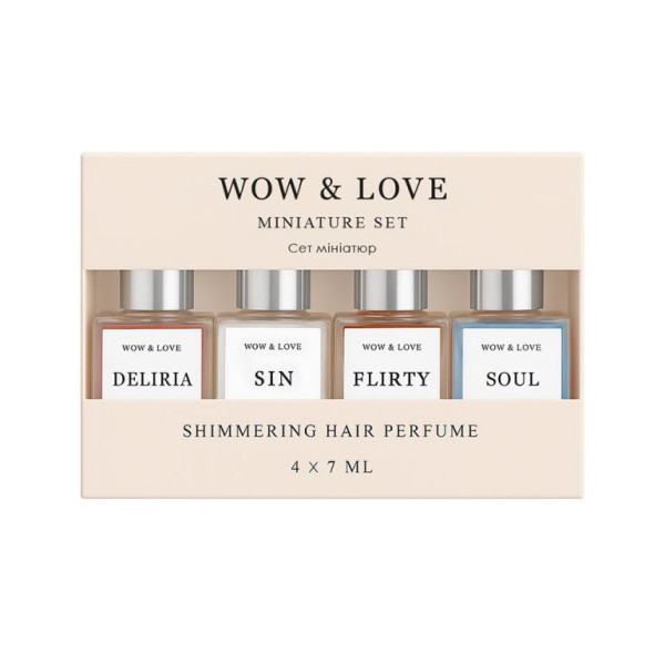 Wow & Love Miniature Set Shimmering Hair Parfume Набір мініатюр парфум-блиску для волосся